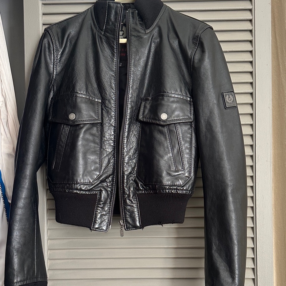 Belstaff Black Leather Bomber Jacket